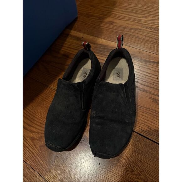 UGG Black Suede Slip-On Mules with Shearling Lining – Men’s Size 11.5 - Picture 1 of 5